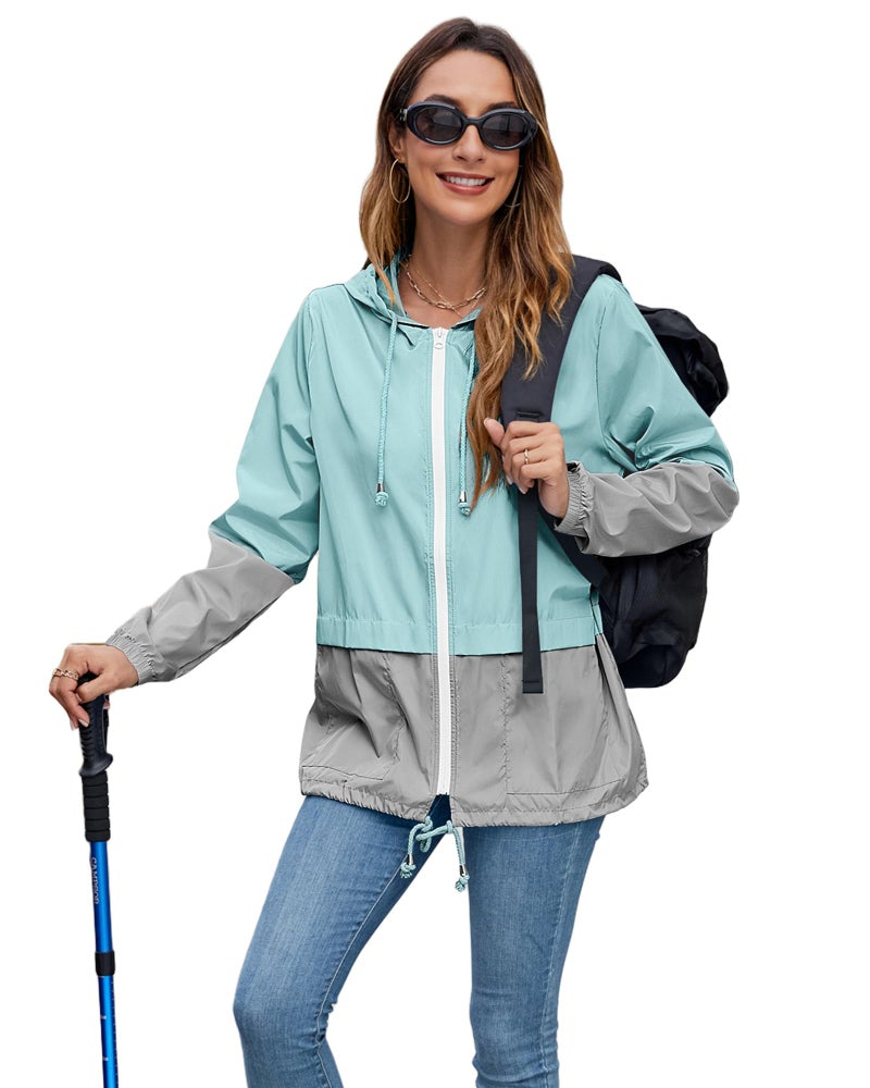 Hount Women's Lightweight Hooded Raincoat Waterproof Packable Active Outdoor Rain Jacket (S-3XL) (Mint Green, Small) - Image 5